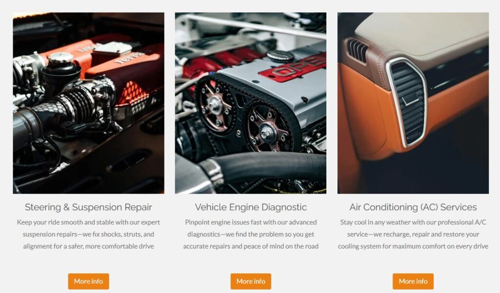 Local business website screenshot