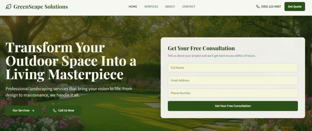 green scape hero page